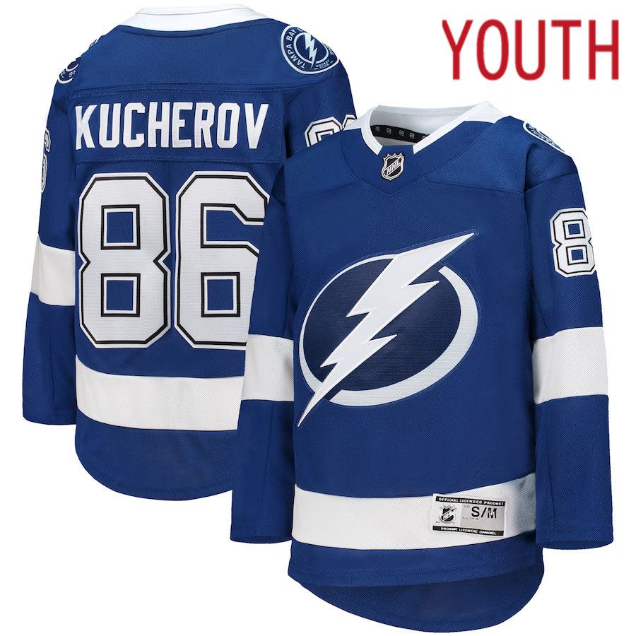 Youth Tampa Bay Lightning 86 Nikita Kucherov Blue Home Premier Player NHL Jersey